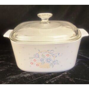Vintage Corningware Baking Dish, Country Cornflower Pattern
